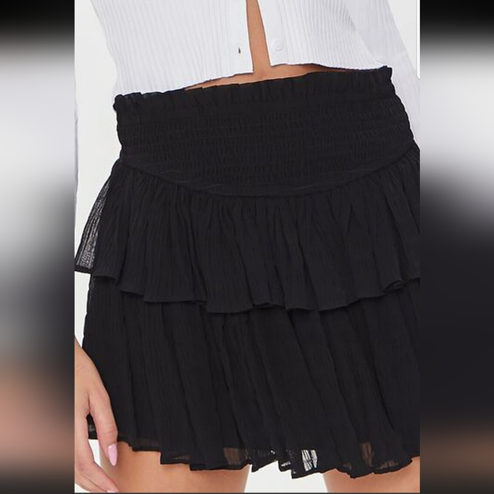 ☀️Forever 21 BLACK Woven Mini Skirt - Picture 6 of 10